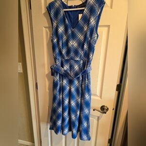 NWT New York & Co, Blue and white Sleeveless Dress, Size Medium